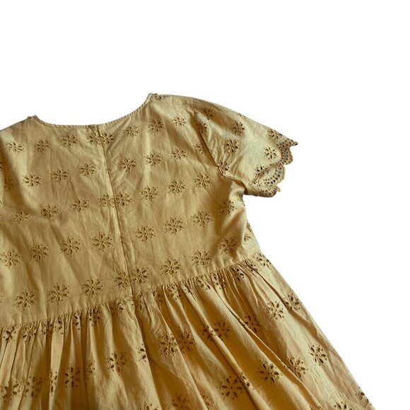 Madewell Scalloped Eyelet Midi Dress Golden Yellow Floral Size 14 Women's NWT - Picture 7 of 11